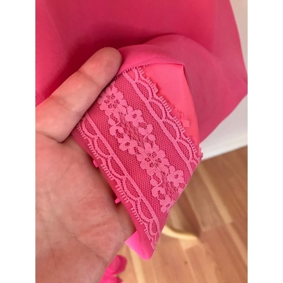 Vintage 1960s Pink Chiffon Dress - Bubblegum Pink Mini Dress - Cape - Picture 9 of 9